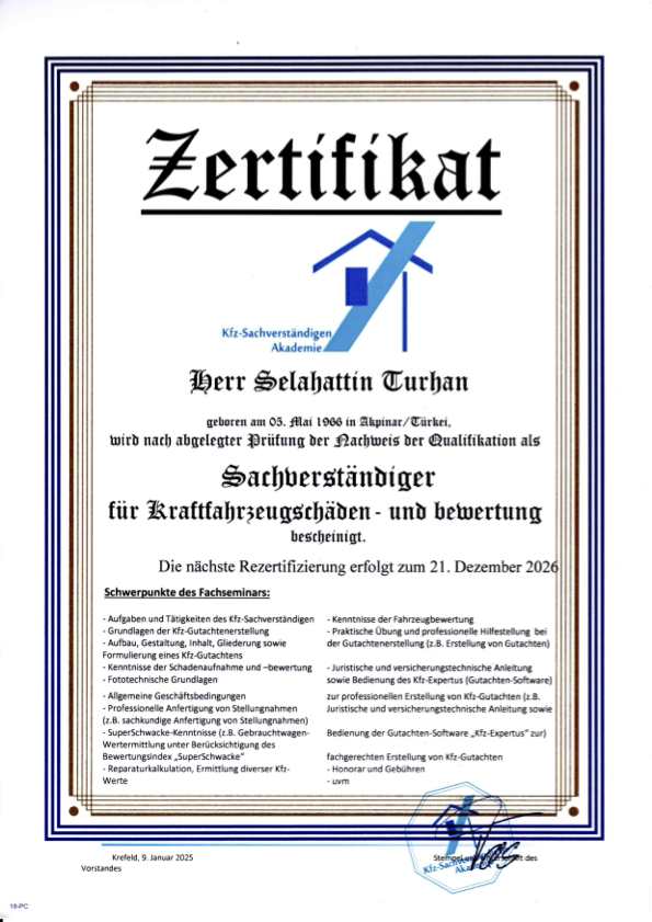 Gutachten Autounfall Bretten